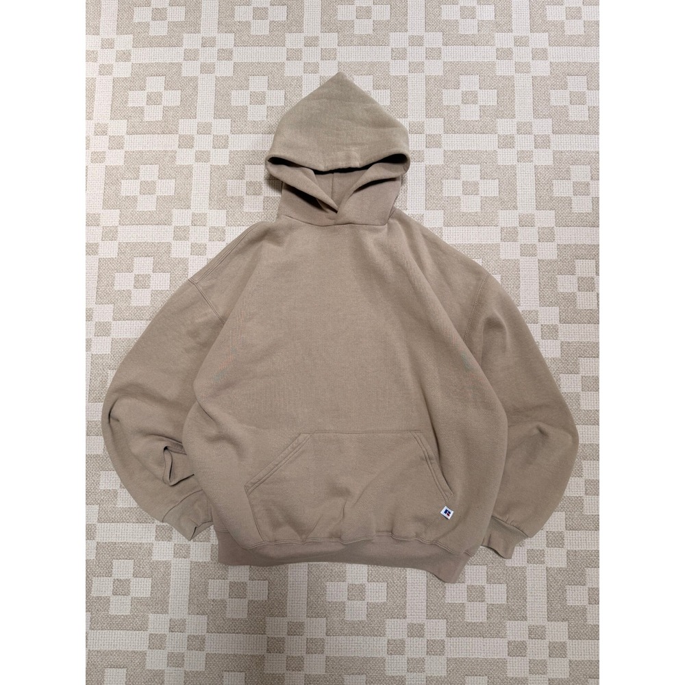 Vintage Russell Athletic Hoodie XL Tan Khaki Blank Boxy Fit 90s Y2K Pullover